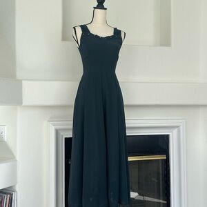 Jump Fashion Dark Green Maxi Dress with Embellished Neckline